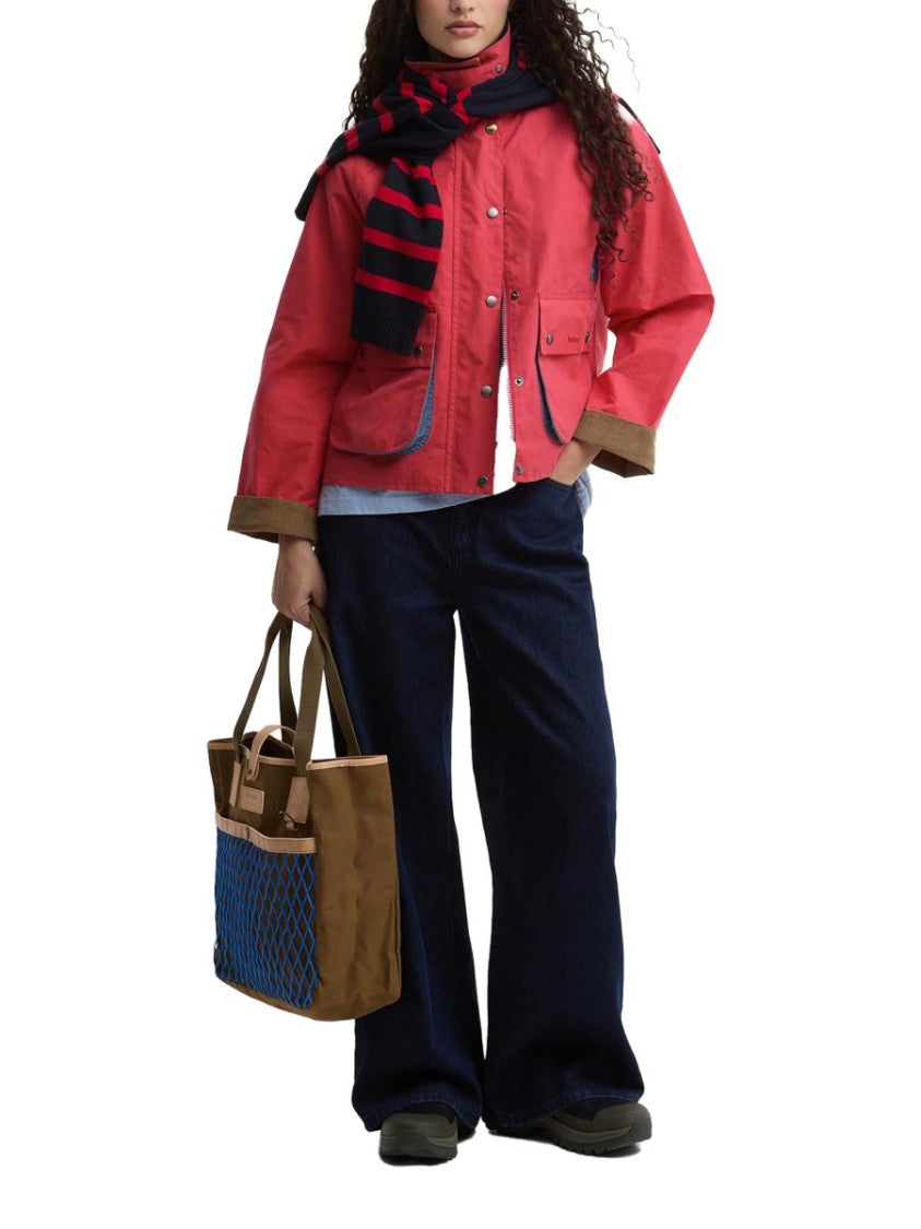Paul Smith X Barbour Cropped Jacket With Coral Pink Body