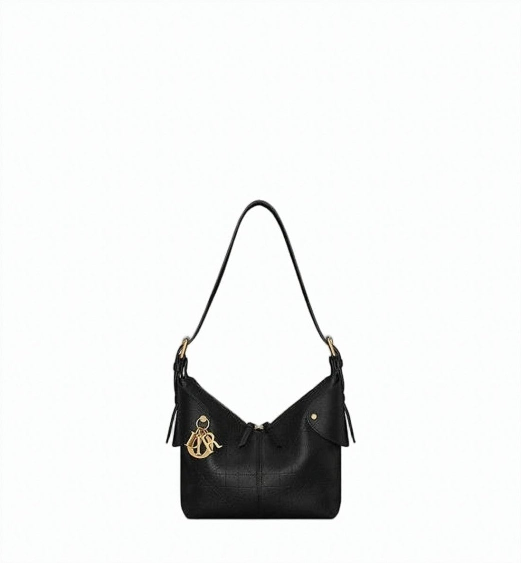 Dior Quilted Lambskin Shoulder Bag With Calfskin Pocket And Gold Hardware