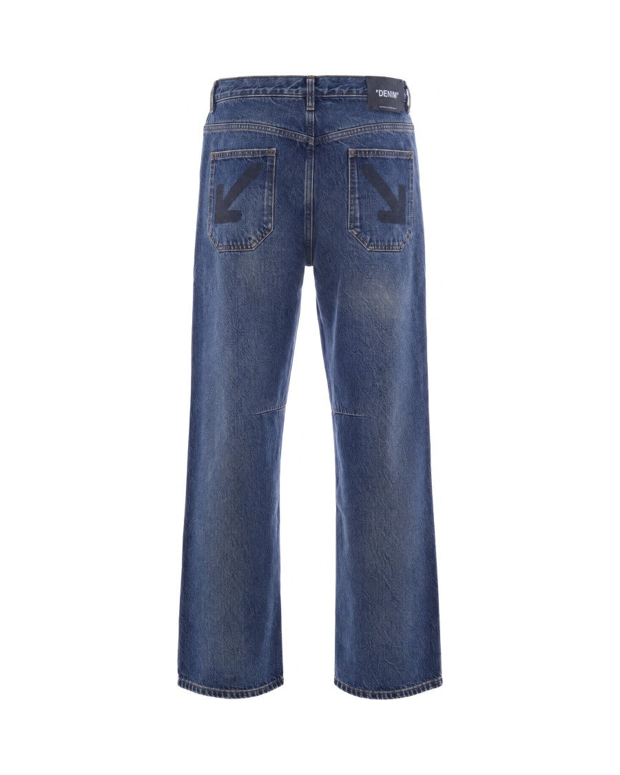 Off-White Dirty Dark Blue Half Arrow Relaxed Tapered Jeans