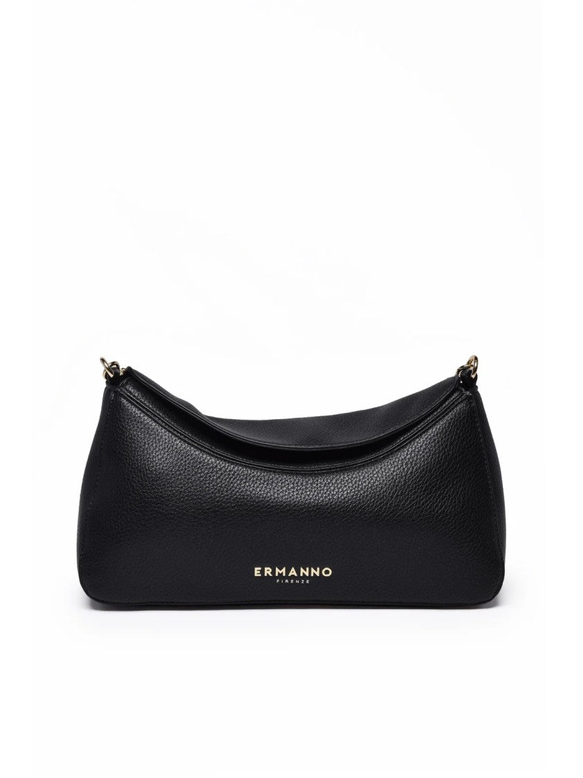 Ermanno Firenze Black Polyurethane Hobo Shoulder Bag