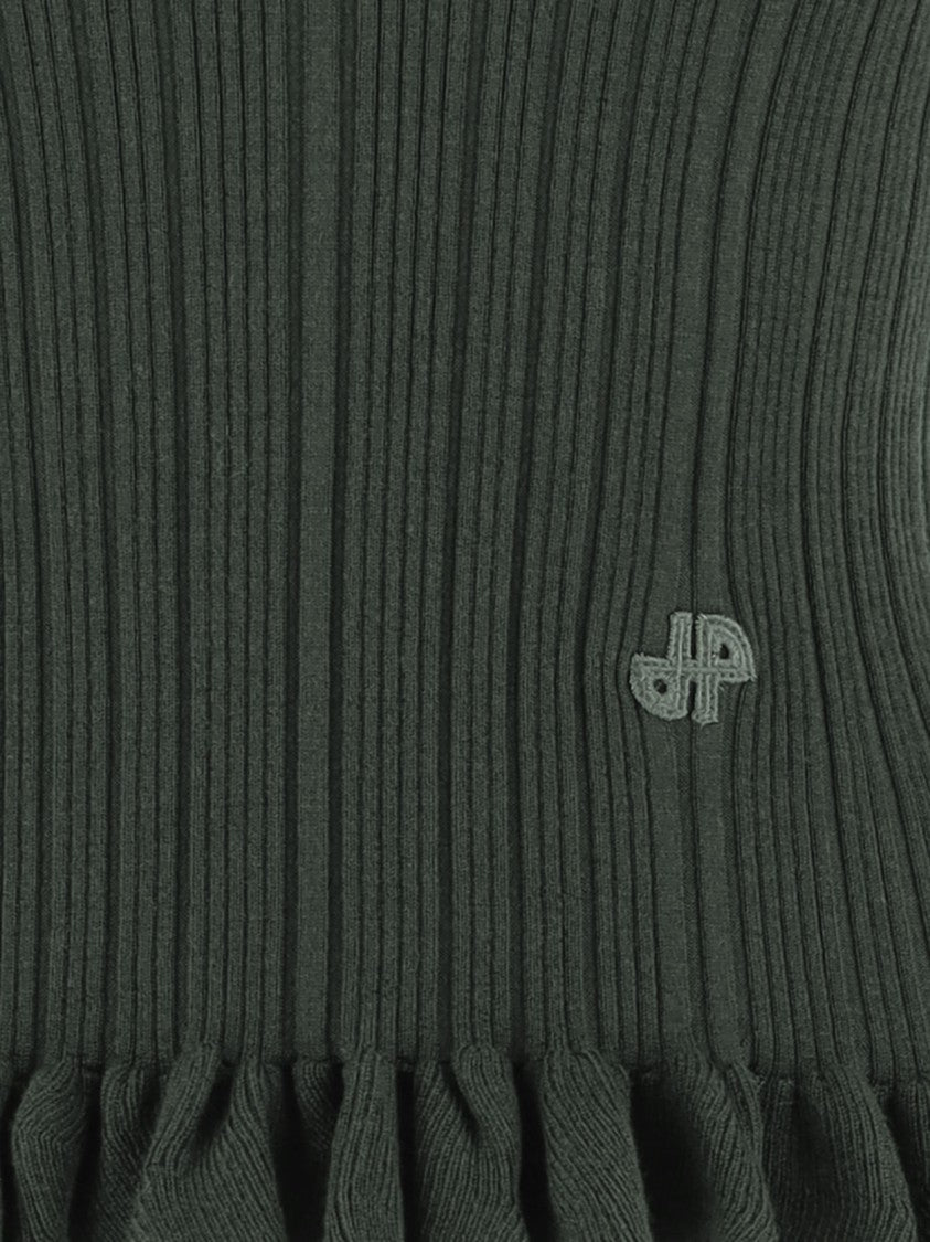 Patou Tailored Merino Wool Sweater With Ruffled Hem And Cuffs