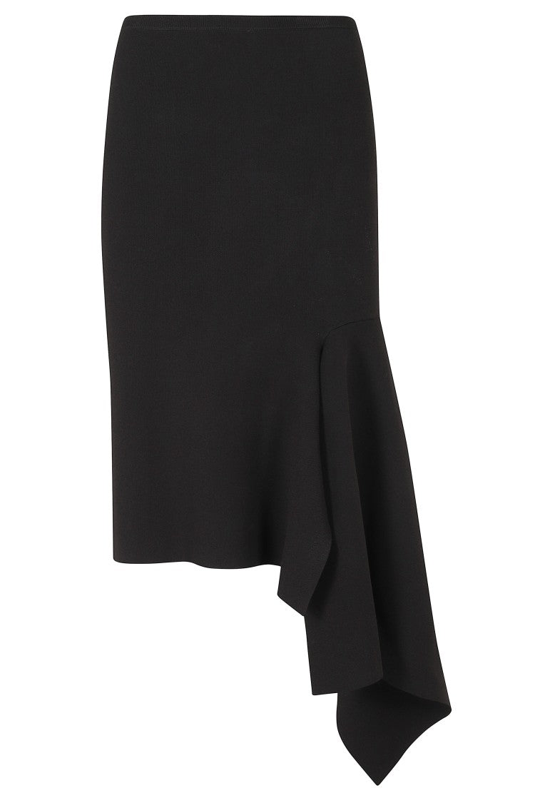 Essentiel Antwerp Black Asymmetrical Draped Viscose-Blend Midi Skirt