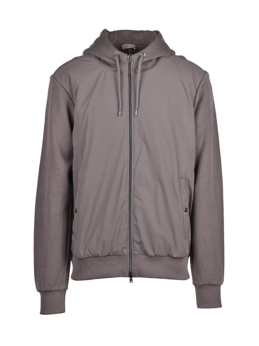 Herno Resort Unlined Grey Cotton Jacket With Zip Closure And Functional Pockets