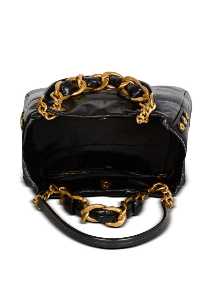 Balmain Calf Leather Embossed Monogram Bag