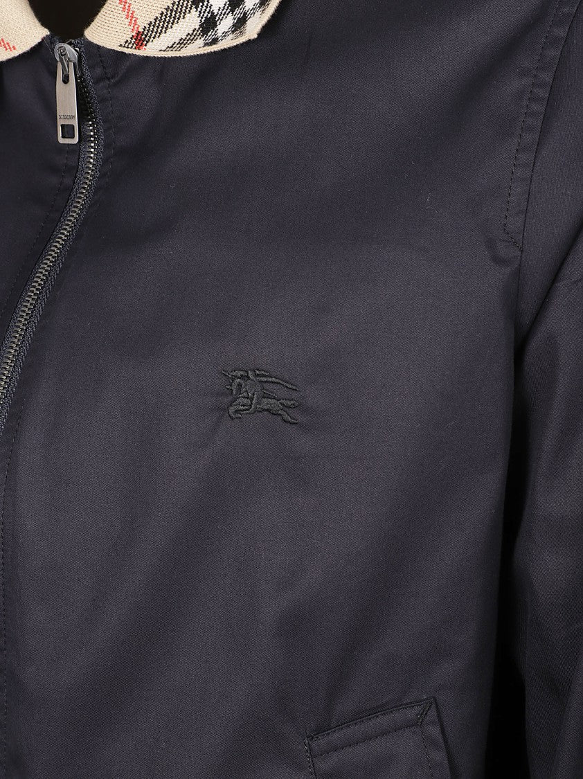 Burberry Casual Jacket With Checkered Collar And Embroidered Logo