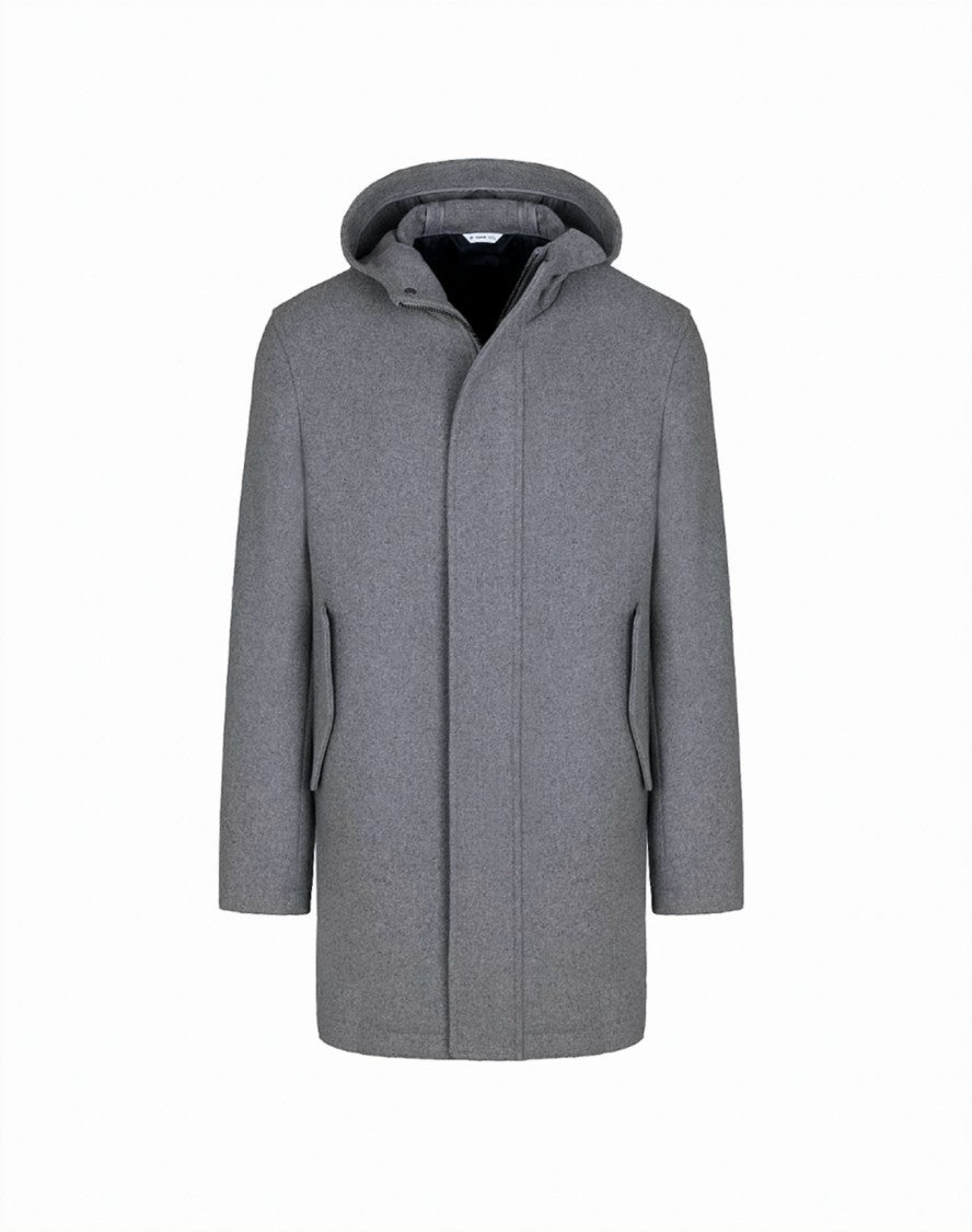 Manuel Ritz Mid-Length Wool-Blend Concealed Button Parka