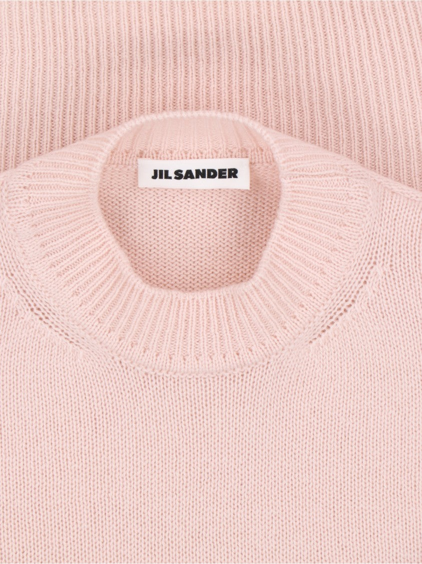 Jil Sander Cashmere Sweater In Pink Knitted Crew Neck