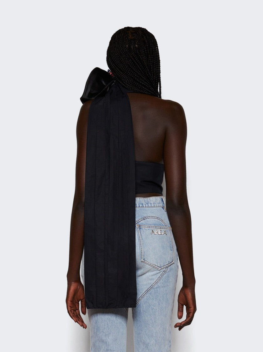 Area Flower Corsage Halter Top Black