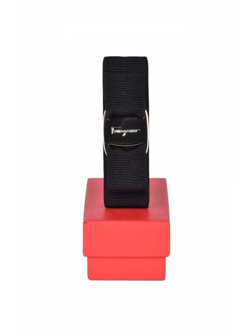 Ferragamo Hair Clip With Ribbed Texture And Polished Gold Accent