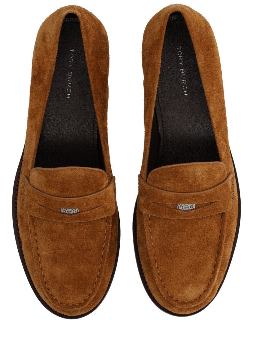 Tory Burch Penny Soft Suede Rounded Toe Loafers