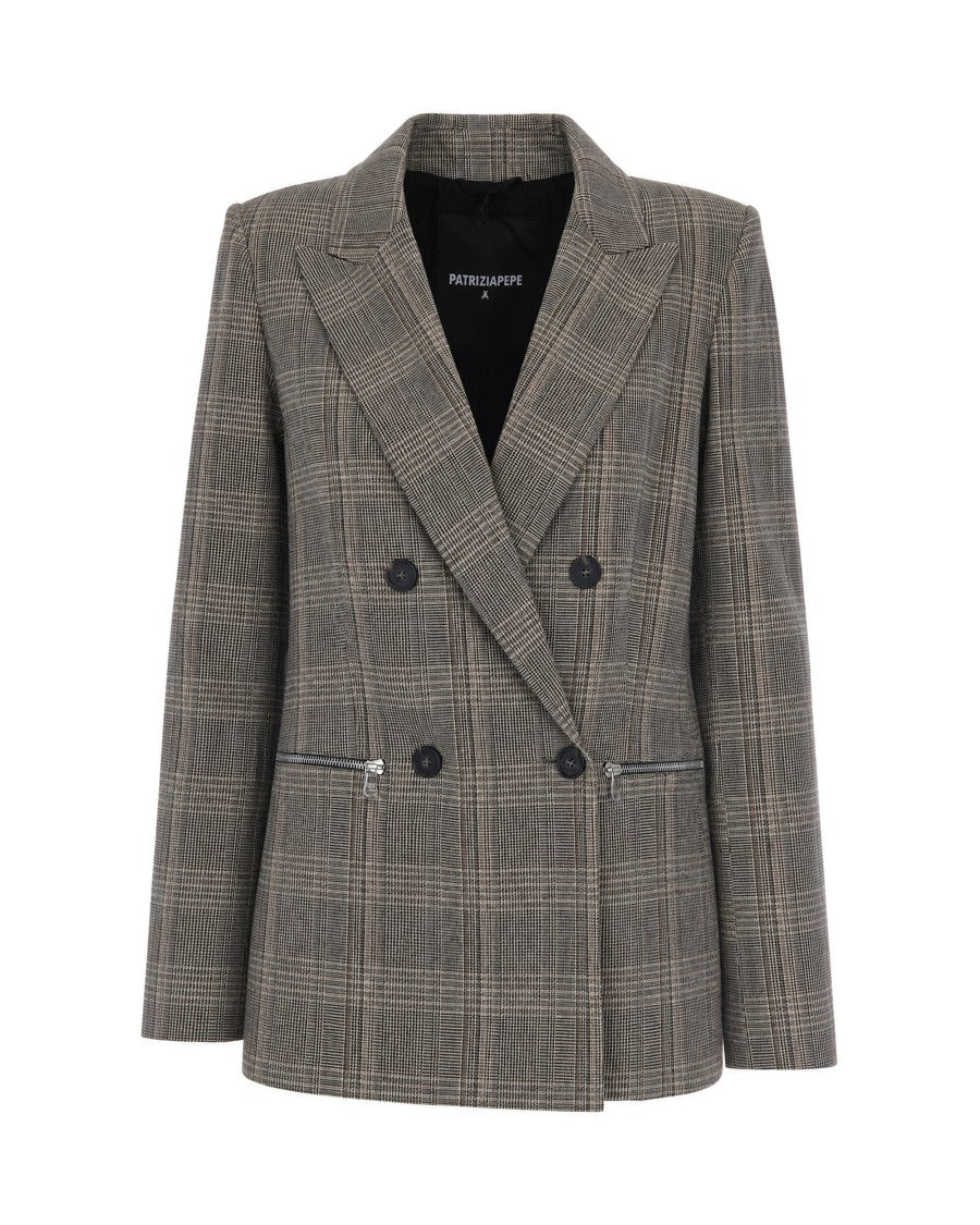 Patrizia Pepe Prince Of Wales Double-Breasted Blazer