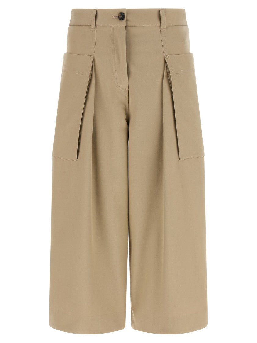 Loewe Medium Waist Cropped Cargo Trousers With Wide Leg