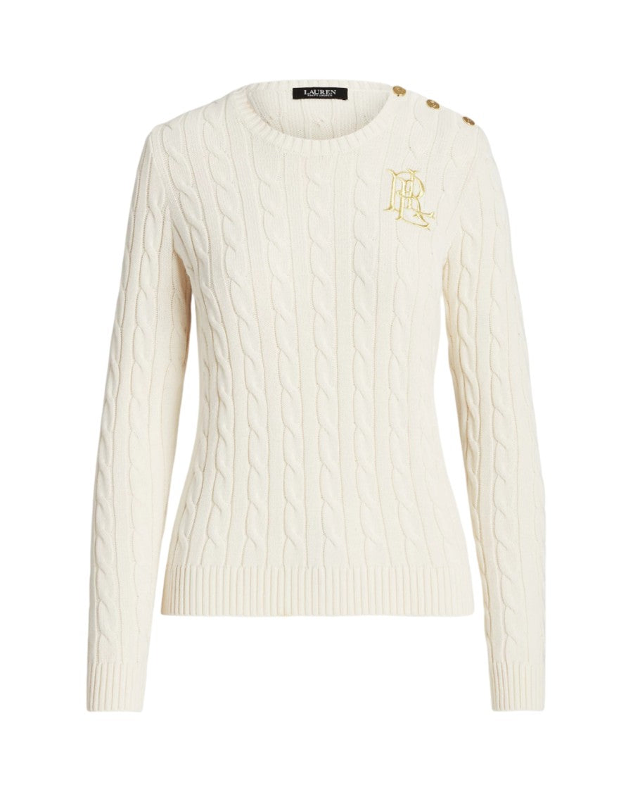 Lauren Ralph Lauren Soft Gassed Cotton Long Sleeve Cable Knit Pullover