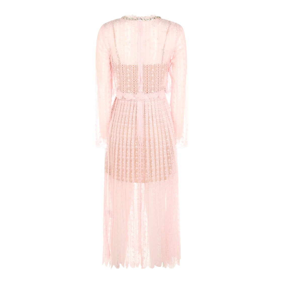 Self-Portrait Pink Sheer Belted Maxi Dress