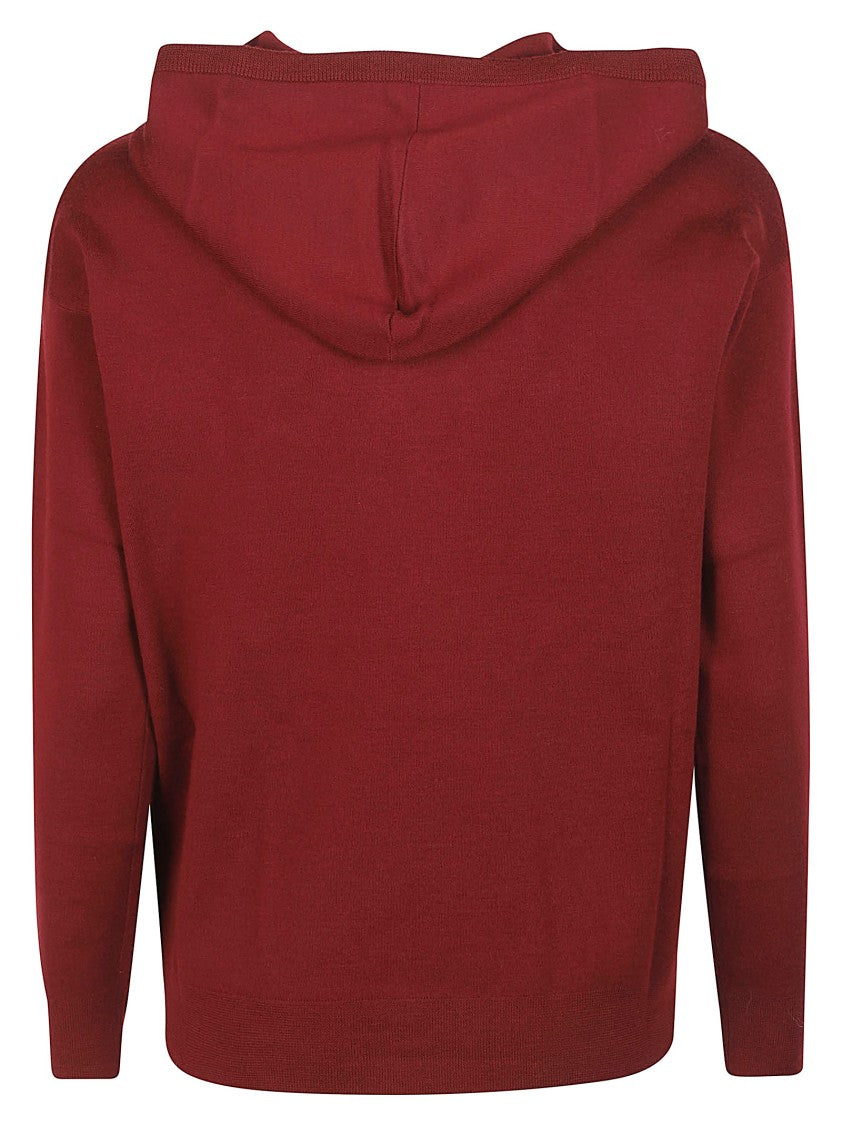 Max Mara Taddeo Deep Red Hooded Wool Sweater