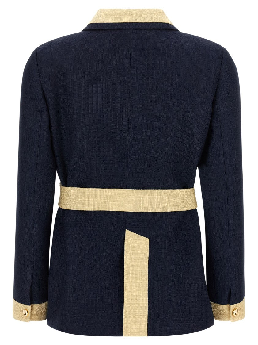 Valentino Garavani Belted Caban With Vlogo And Adjustable Waist