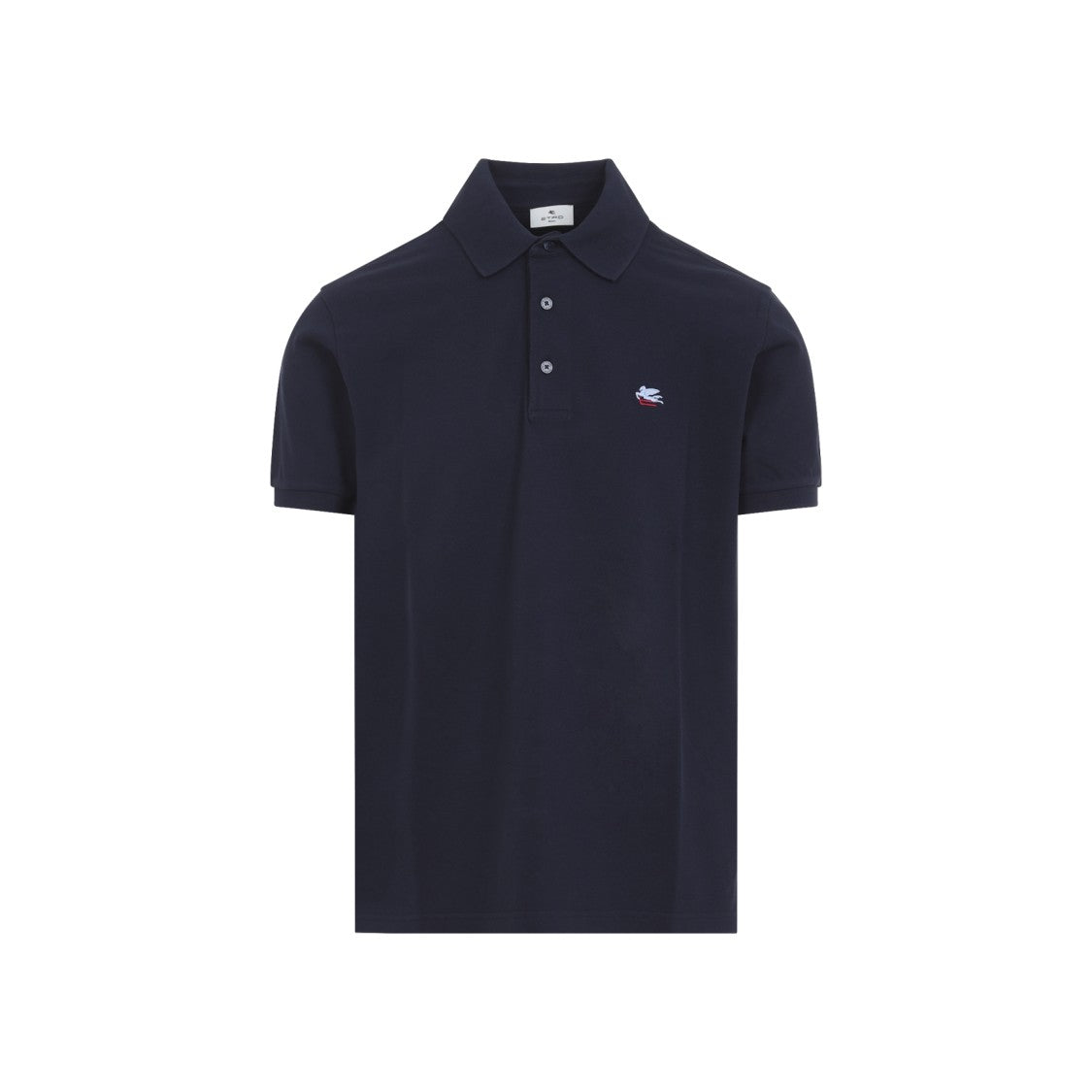 Etro Roma Plain Blue Cotton Polo