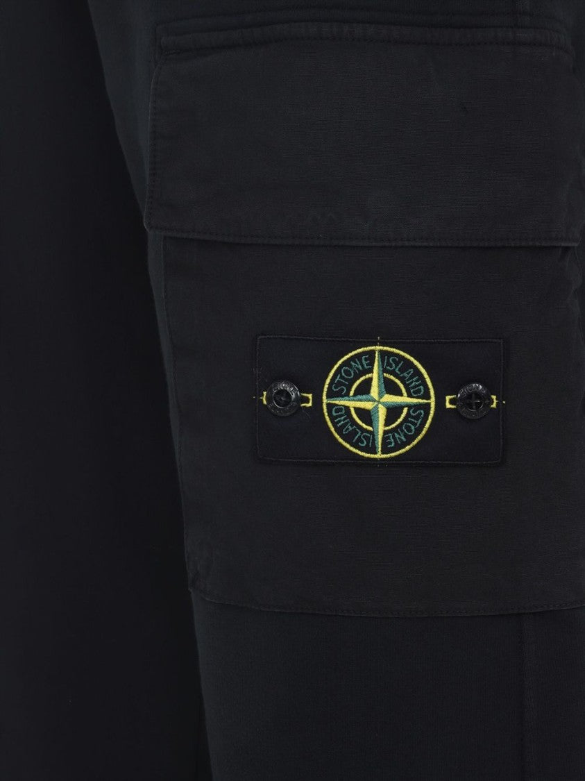 Stone Island Classic Fit Black Trousers With Tapered Leg