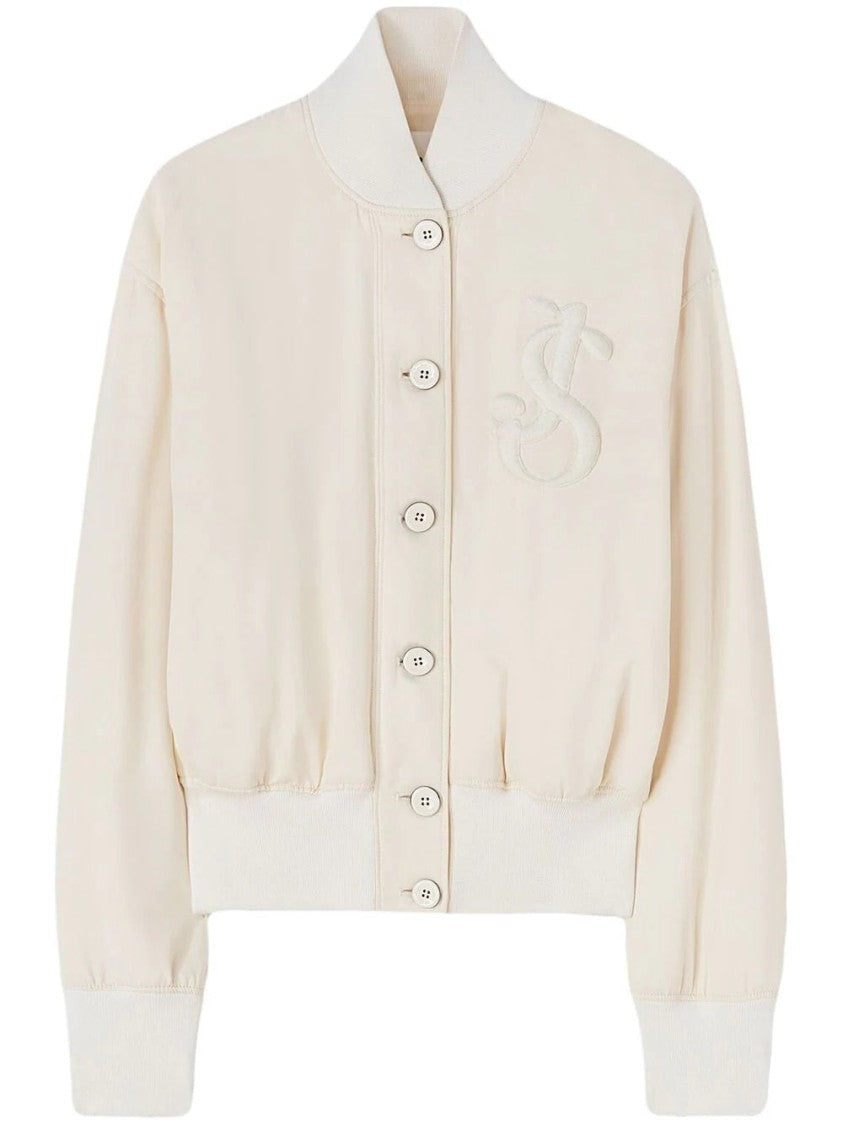 Jil Sander Beige High-Collar Ribbed Viscose Cardigan