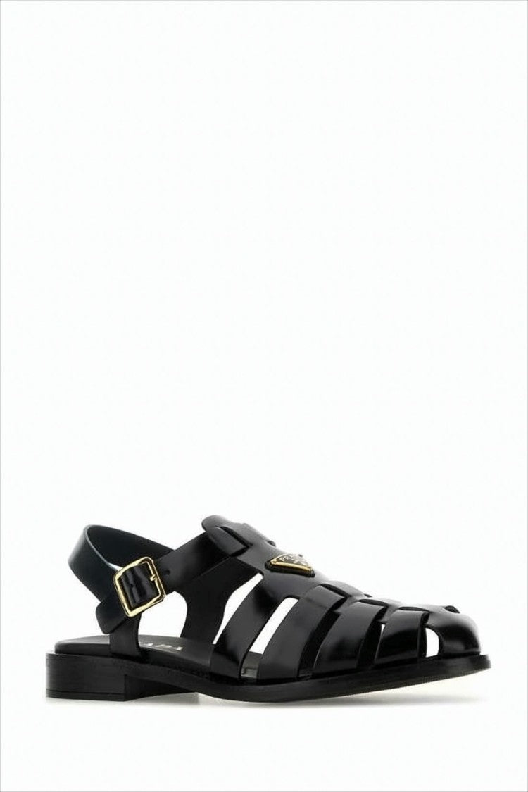 Prada Strappy Calf Leather Sandals With Adjustable Buckle And Rubber Sole