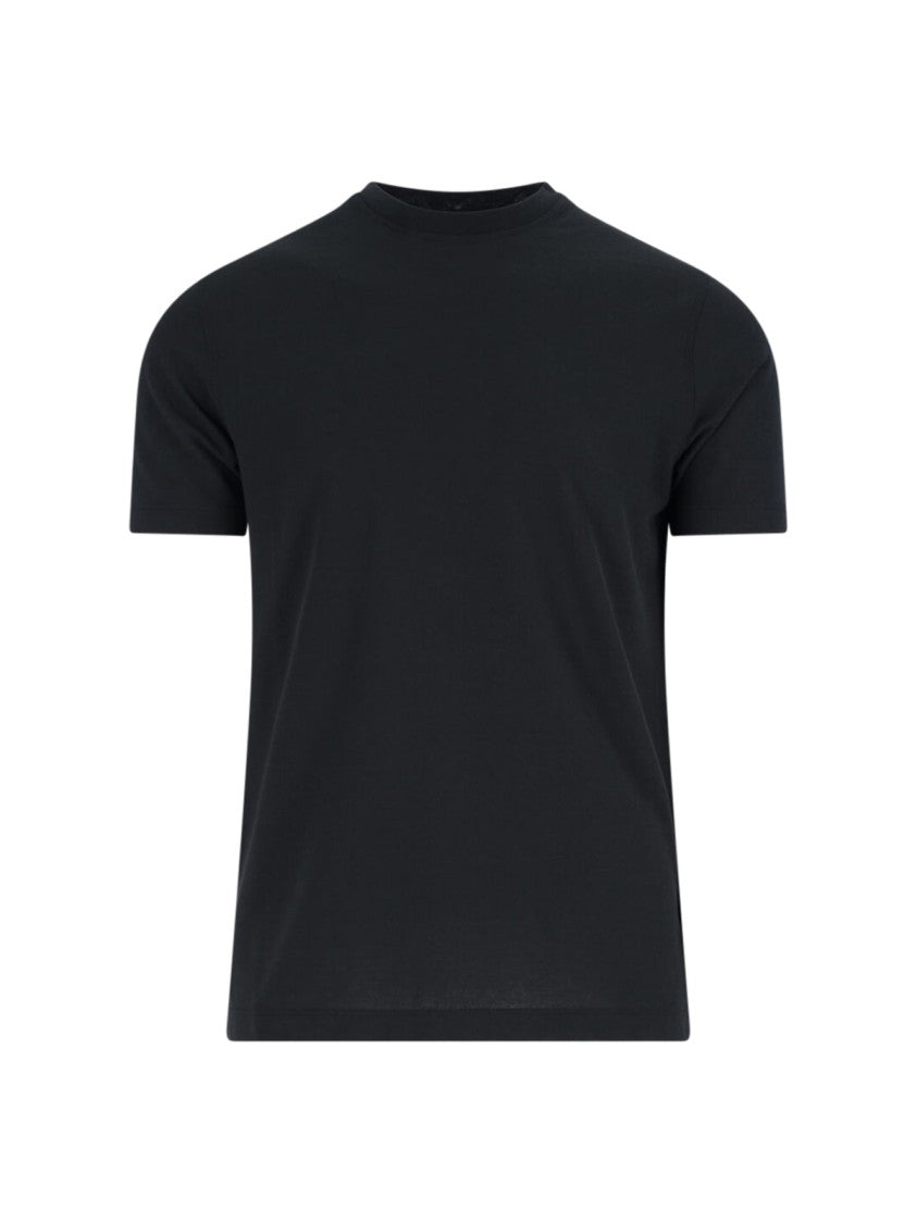 Zanone Round Neck Black Cotton T-Shirt