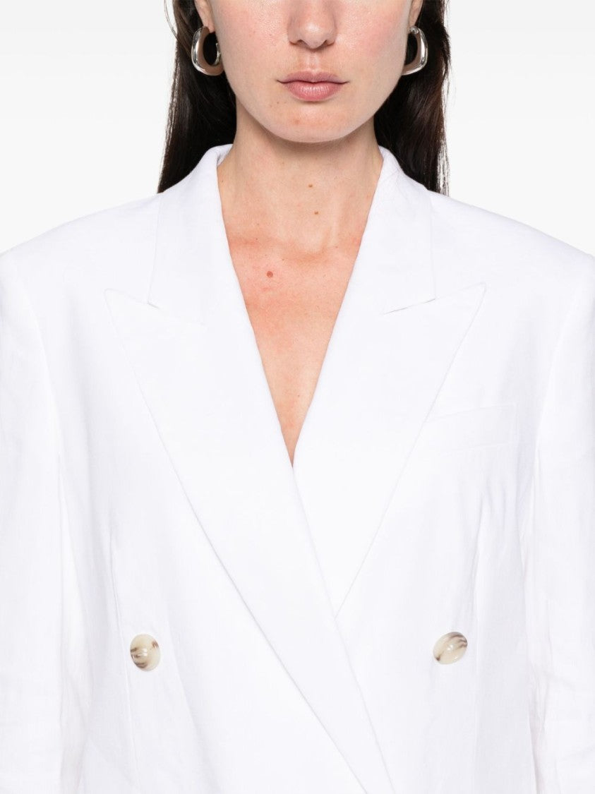 Boss Double-Breasted Linen Blazer With Structured Shoulders