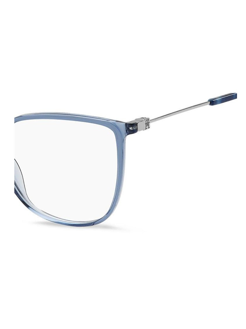 Tommy Hilfiger Translucent Blue Rectangular Sunglasses With Metallic Temples