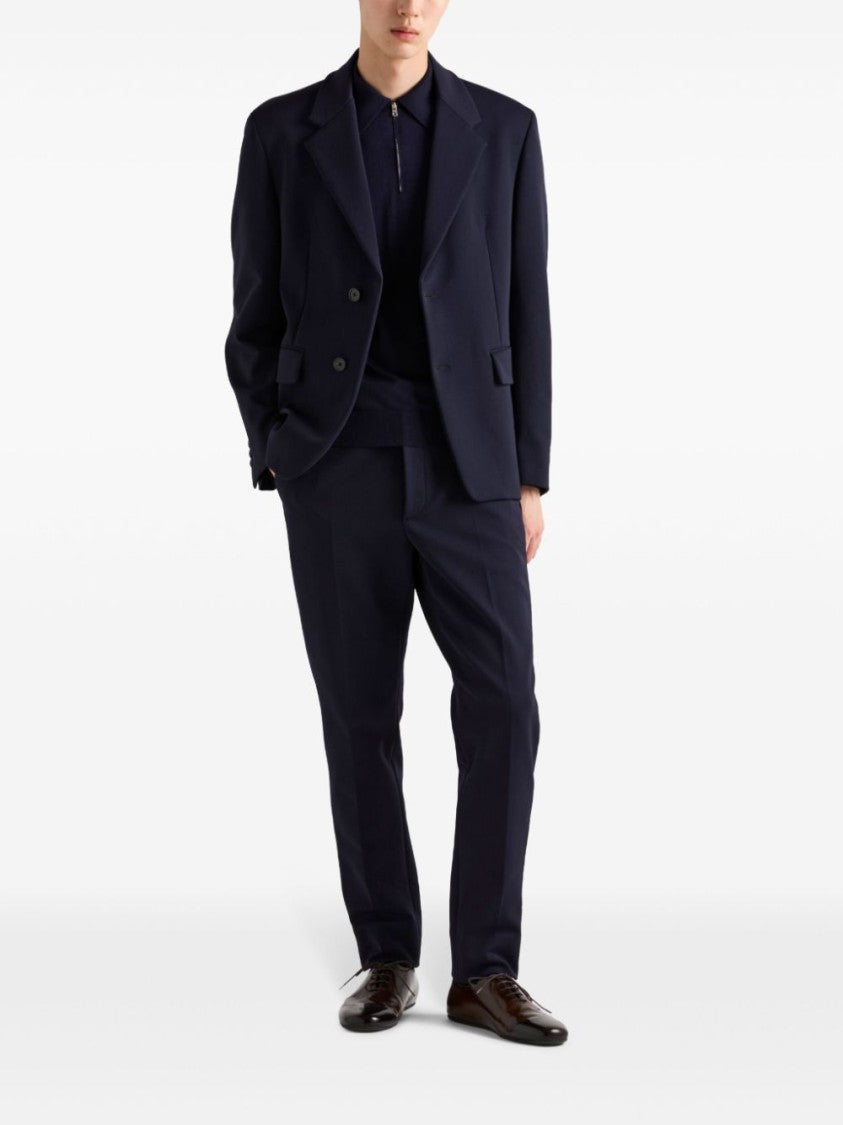 Prada Fine Knit Wool Polo Shirt With Zip Fastening