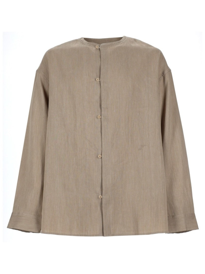 Jacquemus Neutral Pastro Loose Fitting Linen-Blend Shirt