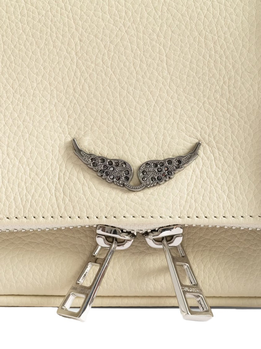 Zadig & Voltaire Rectangular Textured Clutch Bag With Metallic Wing Detail