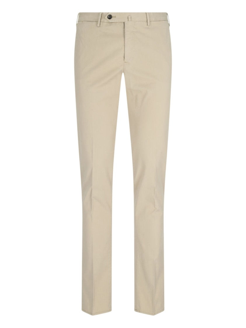 Pt Torino Superslim Fit Beige Cotton Chinos With Classic Pockets