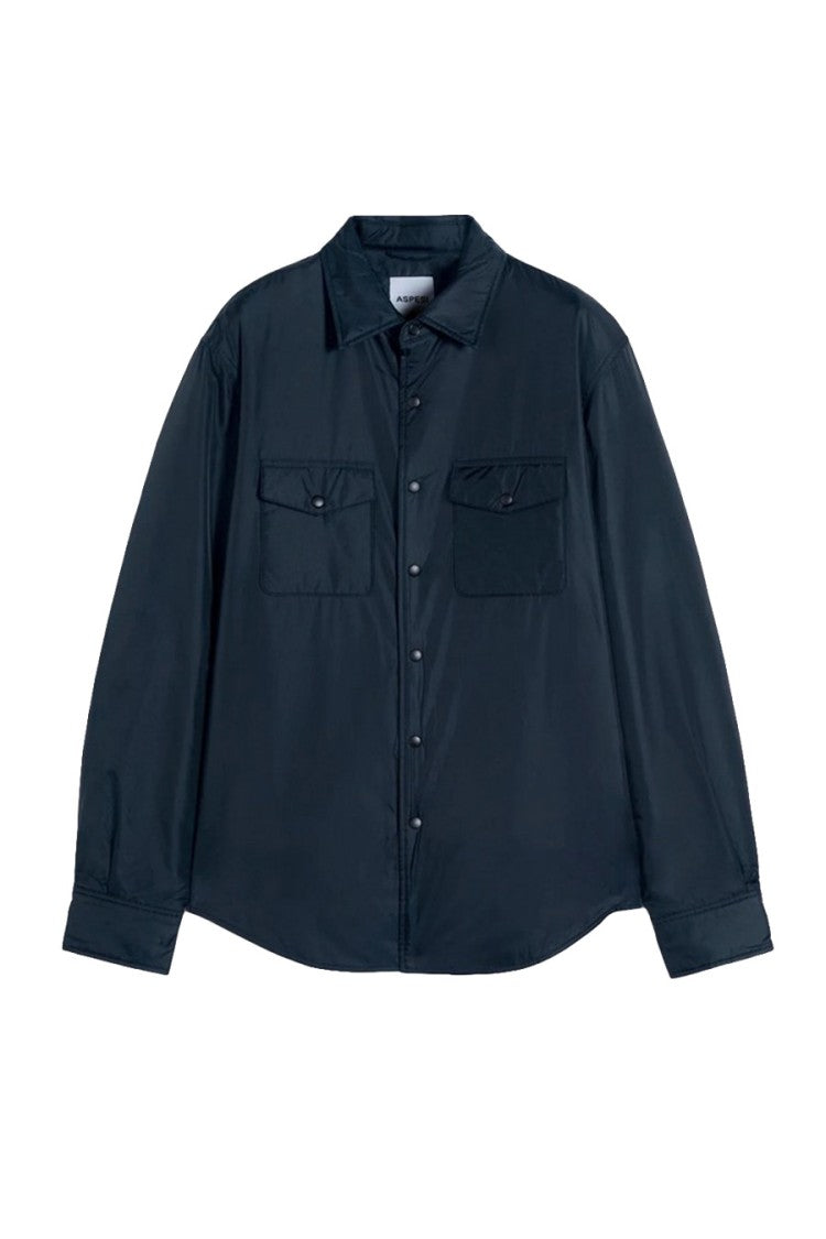 Aspesi Navy 13 Piu Snap-Front Polyamide Shirt Jacket