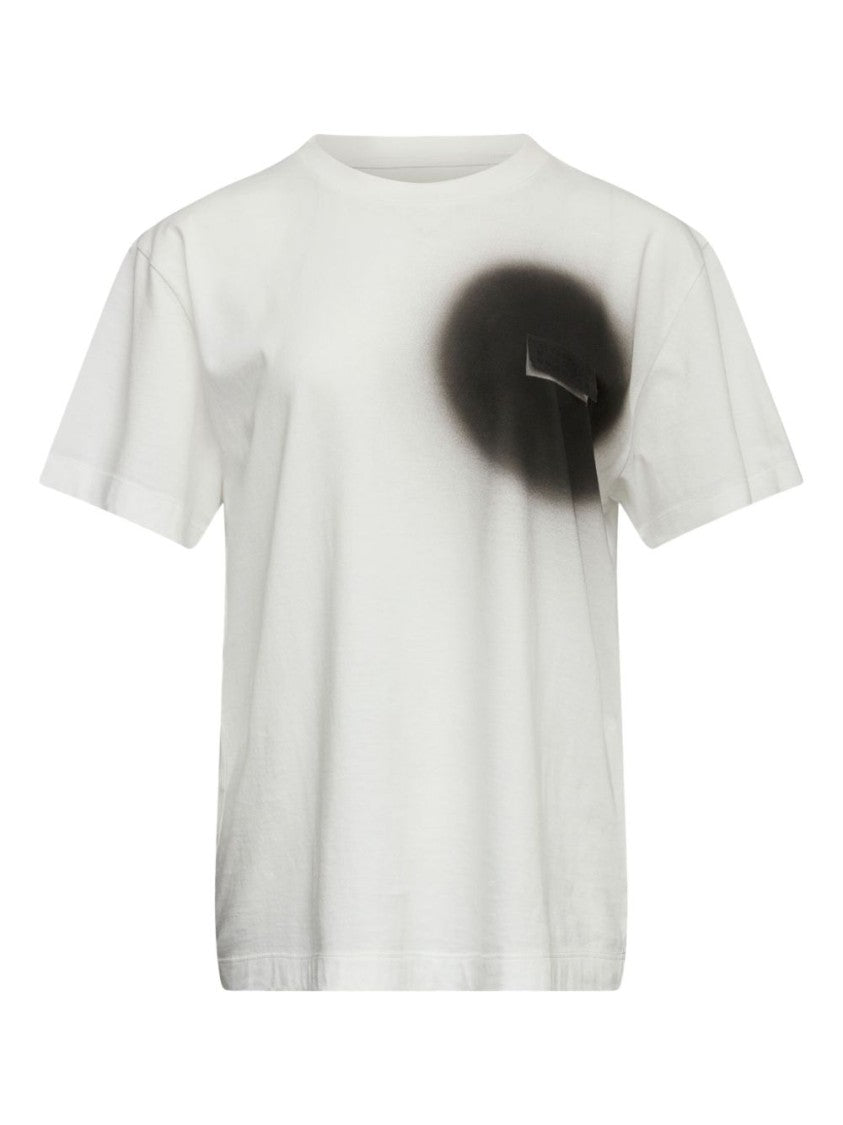 Mm6 By Maison Margiela Artistic White Cotton T-Shirt With Spray-Paint Detail