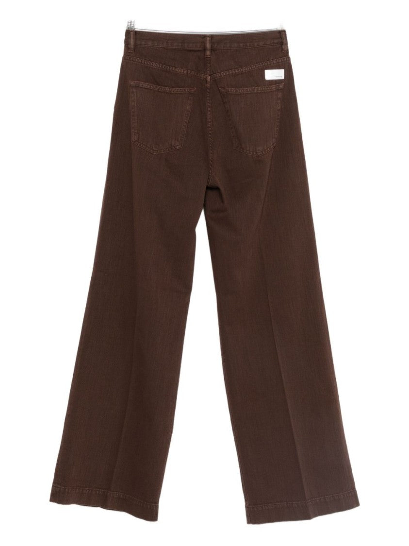 Nine In The Morning Wide-Leg Bordeaux Trousers With Pleats And High Waist