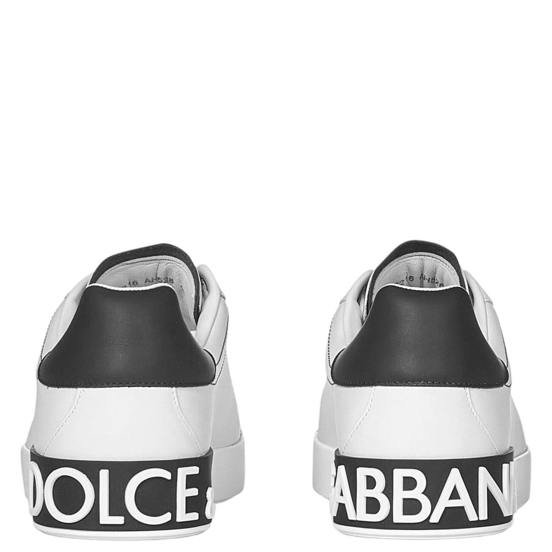 Dolce & Gabbana White/Black Portofino Calf Leather Sneakers