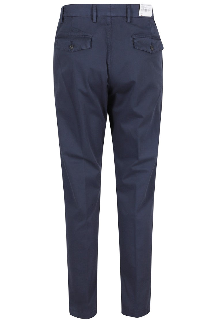 Eleventy Blue Front-Pences Straight-Leg Cotton Pants