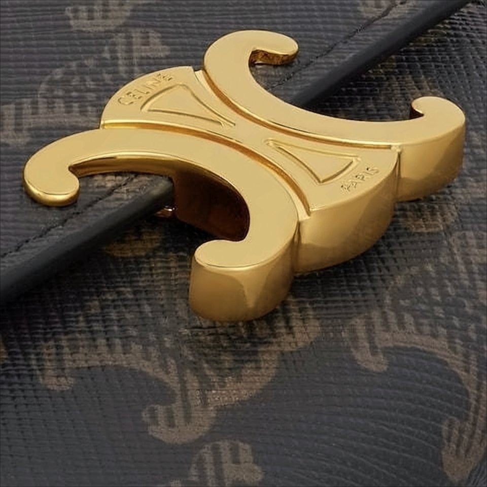 Celine Compact Monogram Canvas And Calfskin Wallet