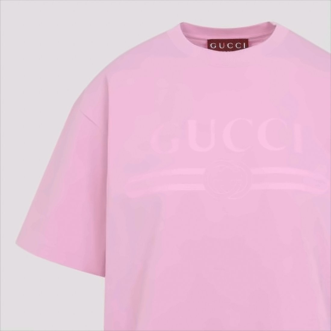 Gucci Relaxed-Fit Pink T-Shirt With Embossed Logo Detail