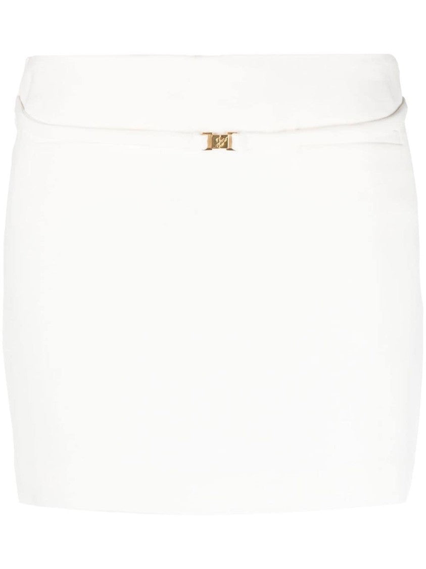 Blumarine Thigh-Length White Belted Skirt