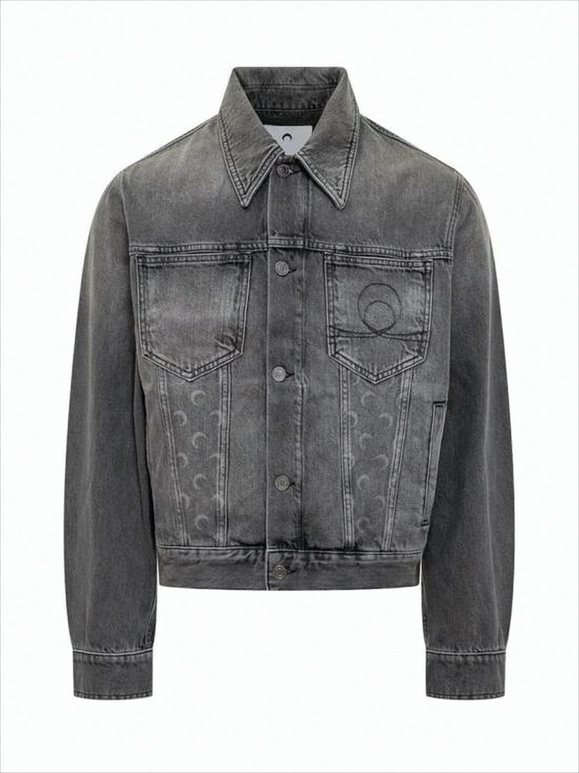 Marine Serre Washed Black Denim Jacket