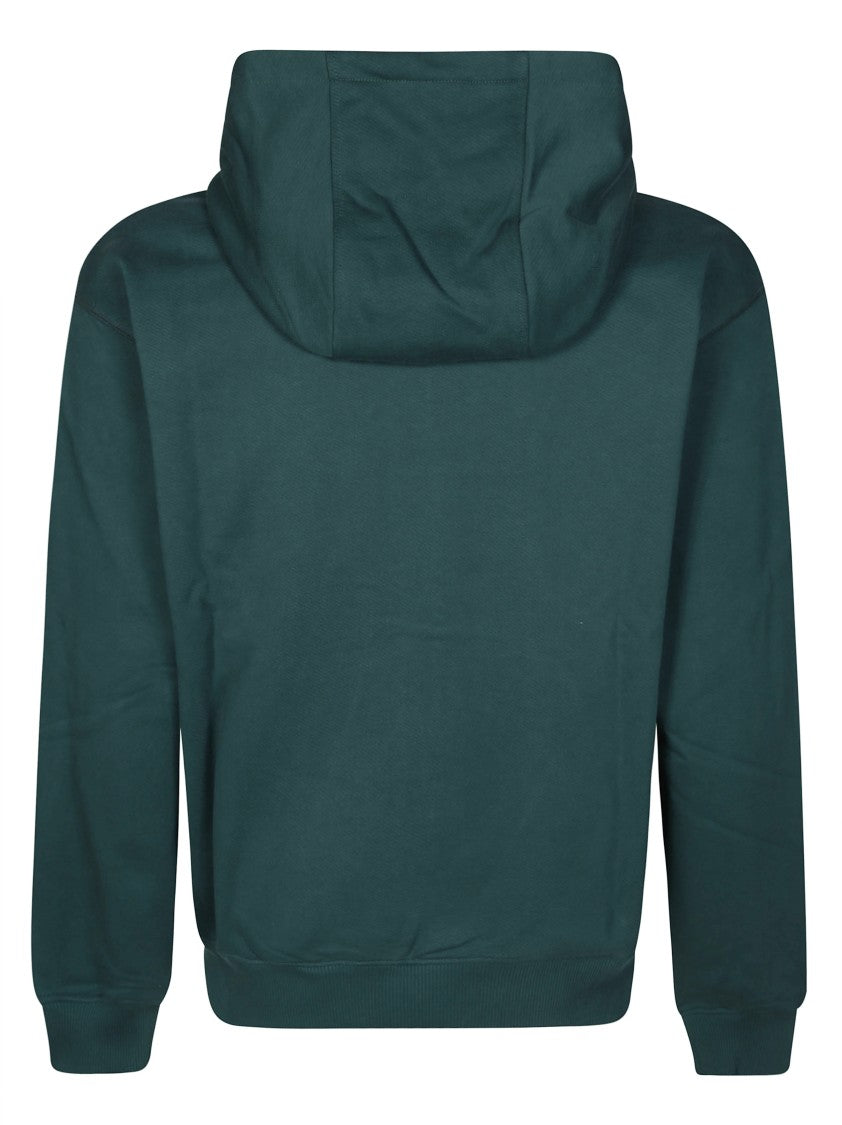 Casablanca Deep Green Organic Cotton Hoodie With Front Zip Closure