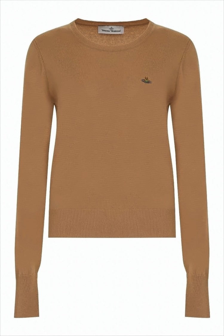Vivienne Westwood Finely Knit Brown Sweater With Classic Crew Neckline