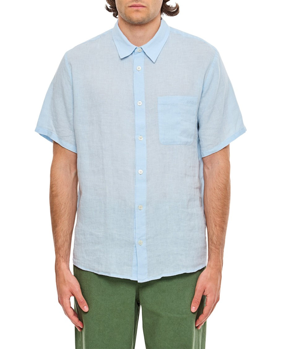 A.P.C. Light Blue Short-Sleeved Linen Bellini Shirt