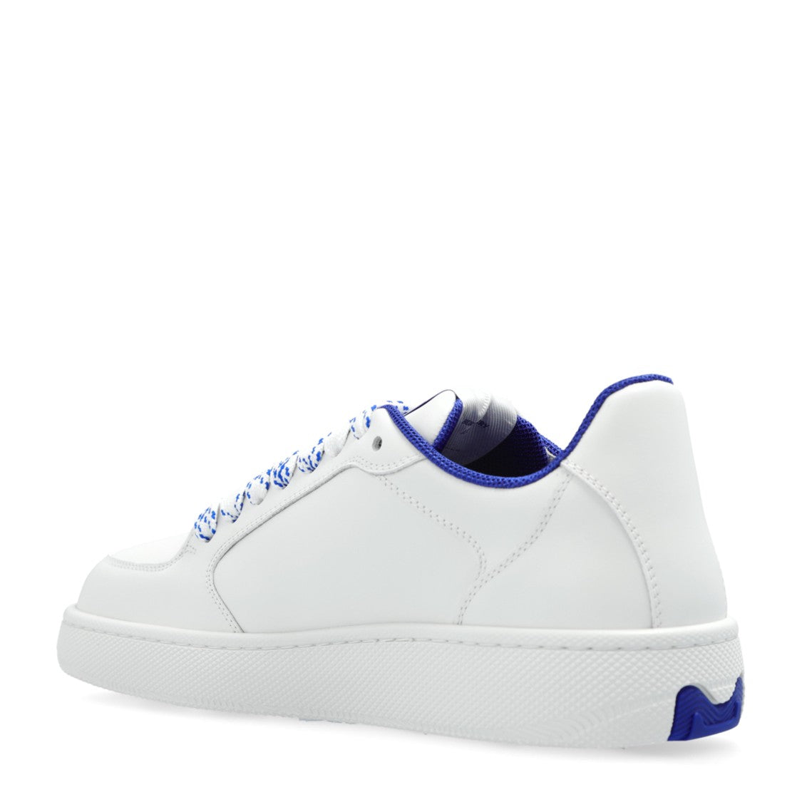 Burberry White Calf Leather Sneakers With Textured Tpu Sole