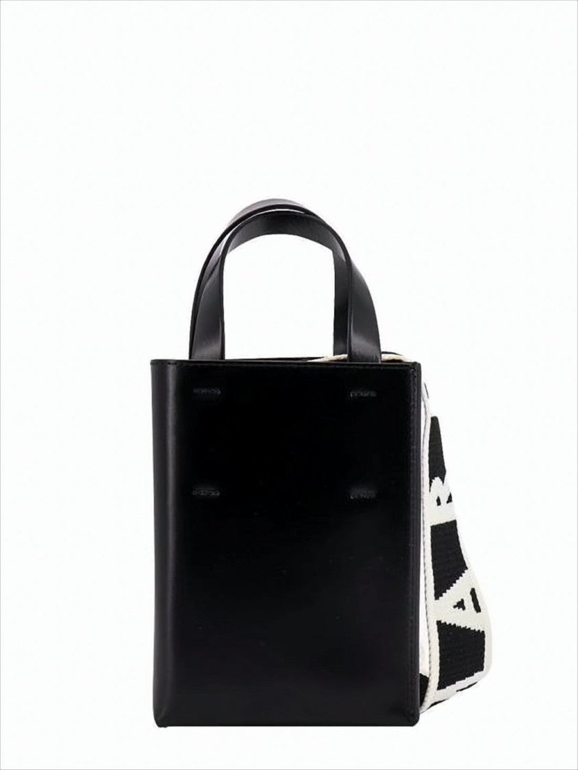 Marni Structured Black Calf Leather Tote Bag