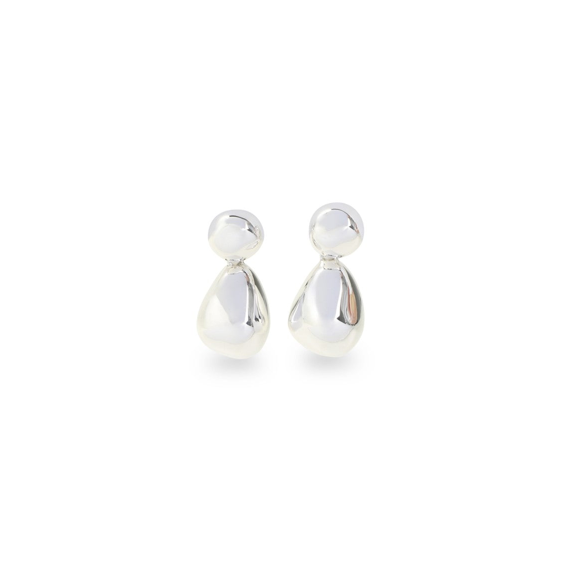 Phoebe Philo Double Pebble Pendant Earrings In Silver-Finish Sterling Silver