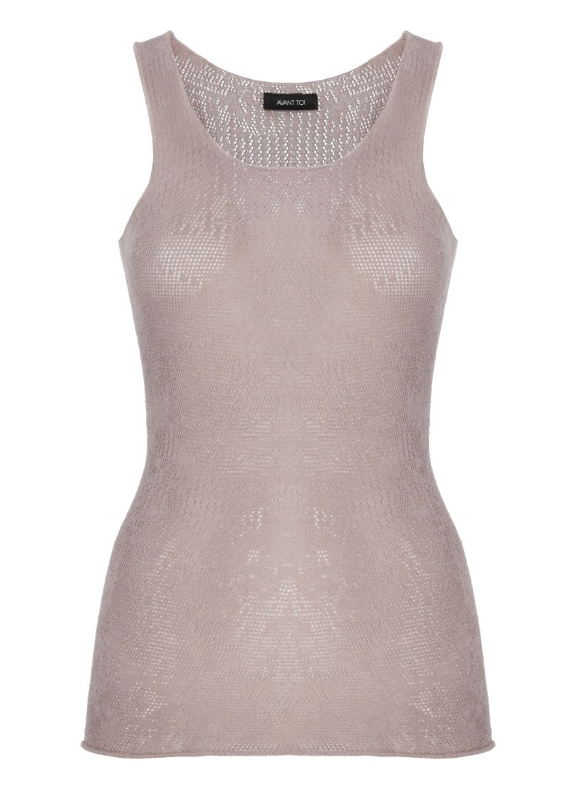 Avant Toi Purple Perforated Cashmere-Blend Tank Top
