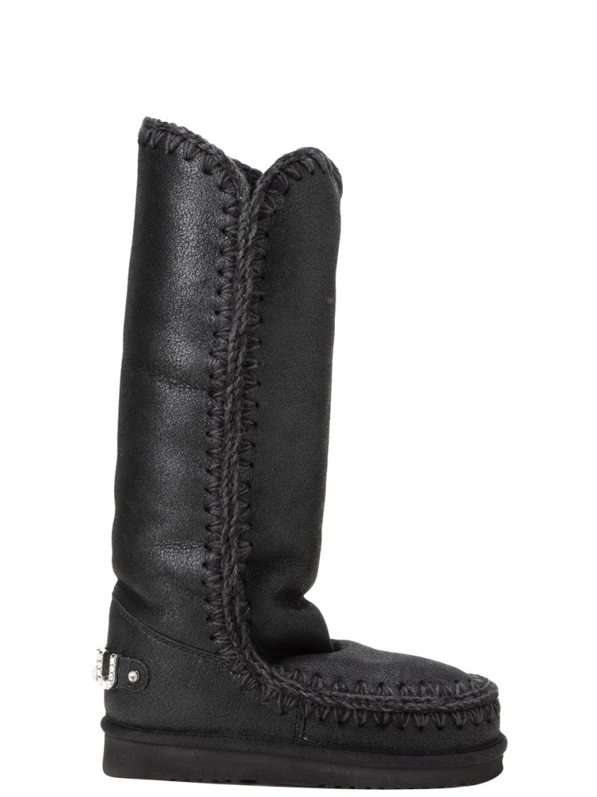 Mou Eskimo 40 Rhinestones Logo Sheepskin Boots