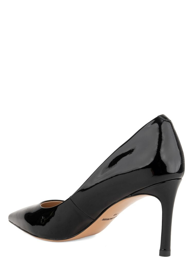 Linda Baumann Black Glossy Pointed-Toe Leather Pumps