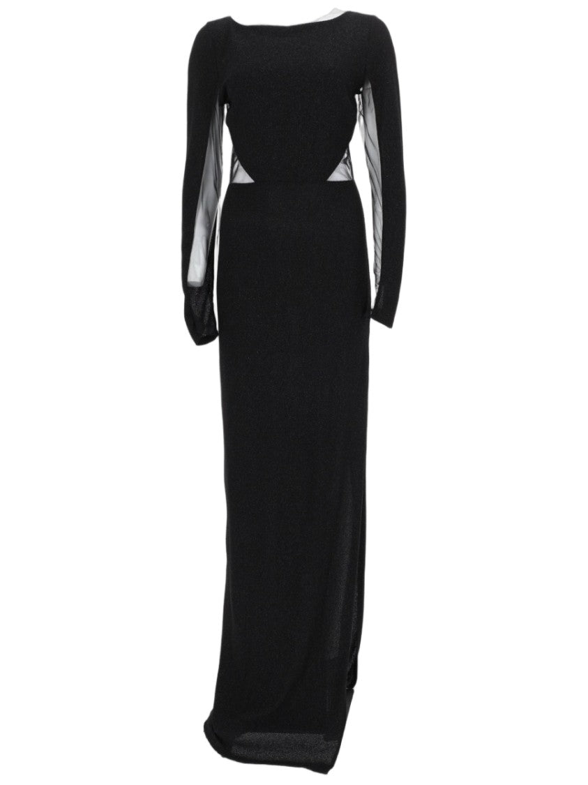 sheer mesh panel dress Sheer Panelled Long Sleeve Mini Dress in Black - 14 / Regular